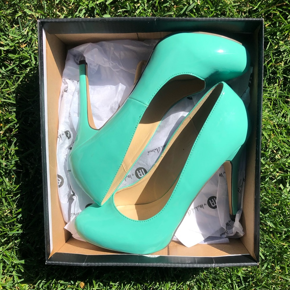 Mint green high heels